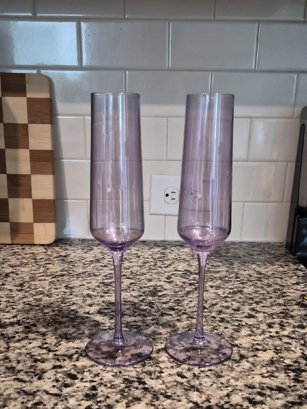 Lavender 10" Tall Champagne Flutes - Set of 2